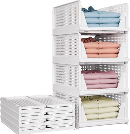 Stapelbare Kledingorganizer - 4 Stuks Opvouwbare Opbergdoos voor Multifunctioneel Gebruik