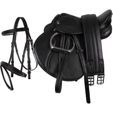 QHP - Compleet Zadelset - Maat Pony - Black