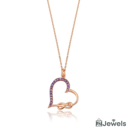 OZ Jewels – Oneindige Hartband Ketting – Roségoud – Amethist – Dames