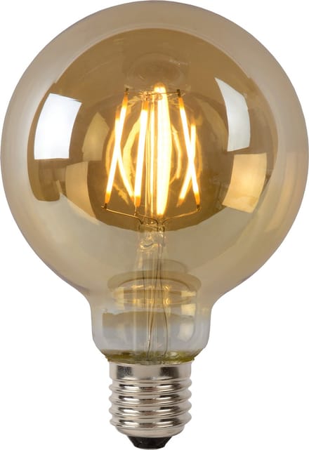 Lucide Ledfilamentlamp Globe G95 - Amber - D9,5cm - Dimbaar - Warm Wit - E27 - 5w