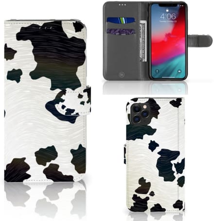 Apple iPhone 11 Pro Max Telefoonhoesje met Pasjes Koeienvlekken
