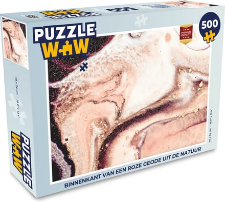 Puzzel Steen - Marmer print - Edelsteen - Abstract - Natuur - Roze - Legpuzzel - Puzzel 500 stukjes