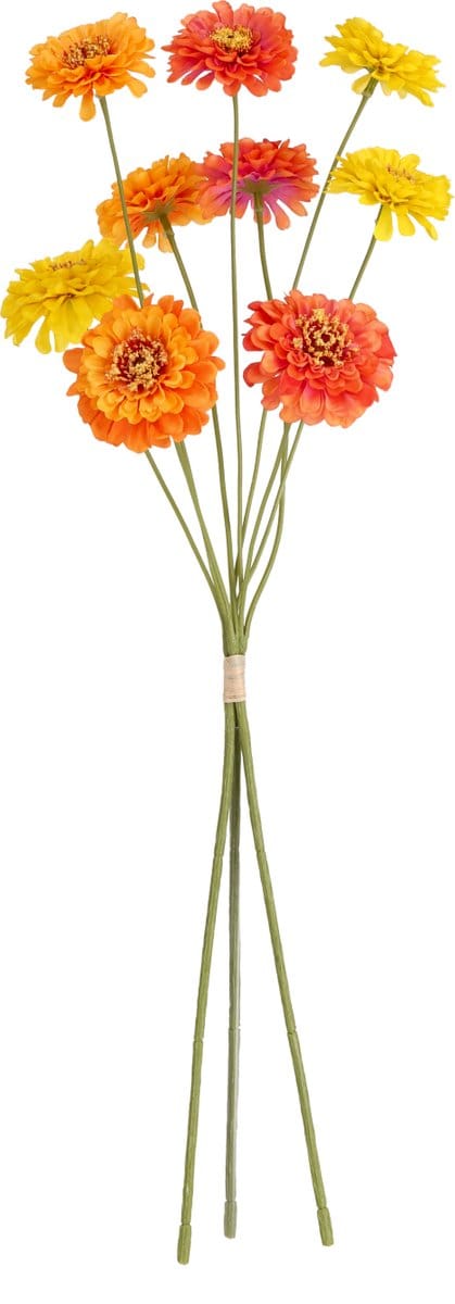 Zinnia Kunstbloemen bundel 60cm Oranje mix