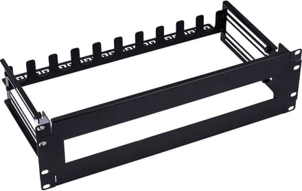 19 inch DIN-rail paneel met kabelgeleiding | 3U | zwart/grijs