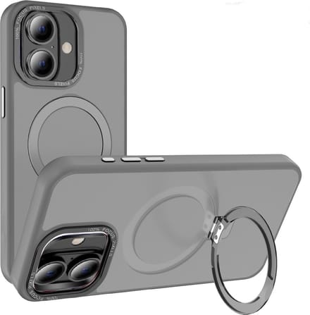 Cityhoesje - Ring BackCover iPhone 16 Plus - Wireless Charging - Grijs