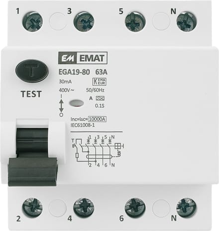 EMAT aardlekschakelaar 63A 30mA type A 3-fase (4P) (85002005)