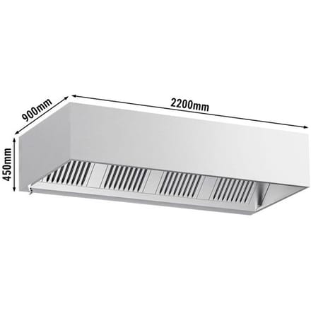 GGM Gastro Kastenhaube - 2200mm - mit Filter & Lampe Zilver