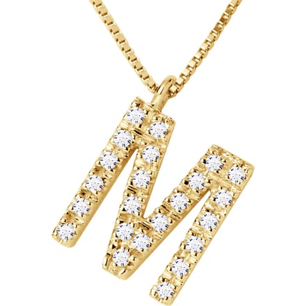 Collar ABC Diamonds 0,12 Cts LETTER "M" Yellow Gold 18k