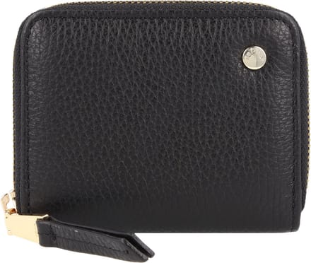 abro Leren Portemonnee Leather Adria Zip Wallet Black / Gold Zwart
