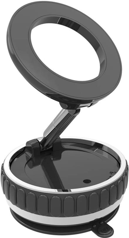 Mobzi Vacuum Suction Cup Car Phone Holder – Ultra-Strong Dashboard & Windshield Mount with Locking Lever, 360° Rotation, Shock-Absorbing Base – Adjustable Arm – Universal for iPhone, Samsung & GPS