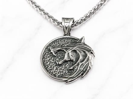 Mei's - Muse The Wolf - ketting heren - The Witcher - RVS zilver - 50 cm