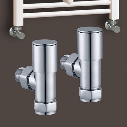 Set van 2 Radiatorkranen en Afsluitventiel voor Handdoekradiator Warmwater