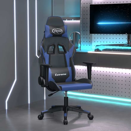 vidaXL - Gamestoel - kunstleer - zwart - en - blauw