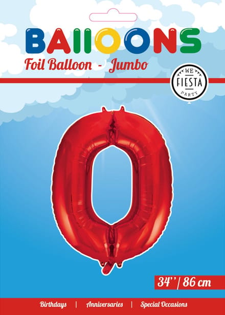 Folieballon 34" nmr. 0 - Rood