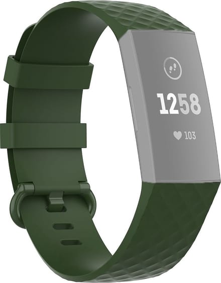 New Age Devi - Siliconen bandje geschikt voor Fitbit Charge 4 en 3 - Groen - Maat ML