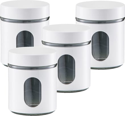 Zeller Voorraadpot - 4x - 600 ml - wit - met venster - luchtdicht - voedsel bus