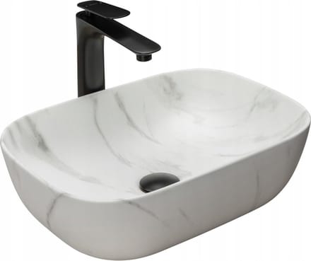Rea Belinda Marble Marble Mat Opzetwastafel Steen Imitatie 46,5x33,5 cm