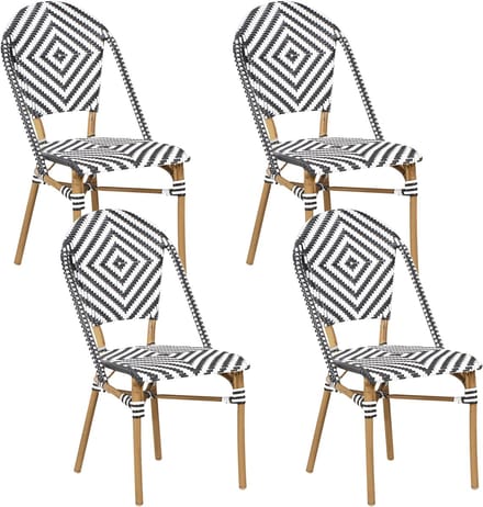 RIFREDDO - Tuinstoel set van 4 - Zwart - PE rotan