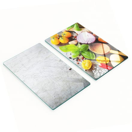 Decoratieve glazen snijplanken met groenteafbeeldingen, 2x30x52 cm
