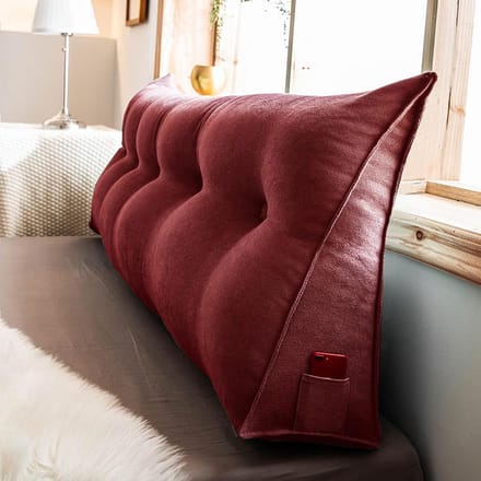 Extra Groot Wigkussen Rugsteun Kussen voor Bed en Sofa - 100x50cm - Afneembare Rode Fluvelen Hoes