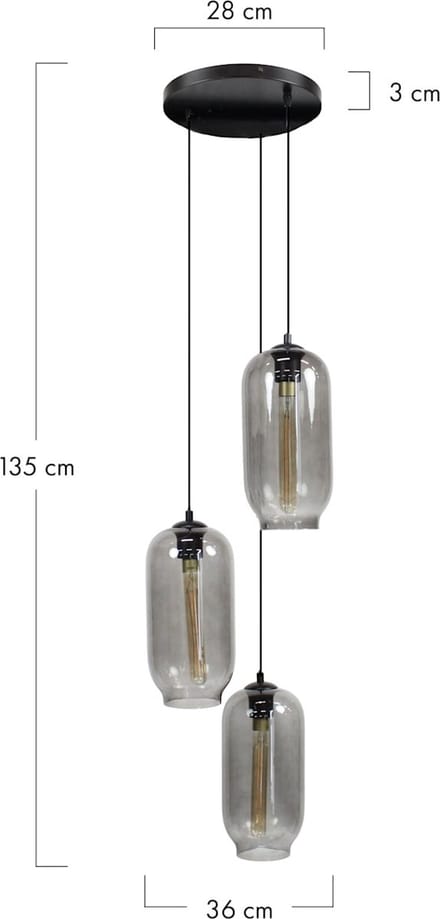 DKNC - Ceiling light glass 39x36x135cm - Grijs