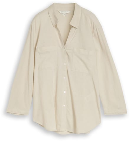 Tom Tailor - Overhemdblouse met linnen - Maat 36 - sand stone beige