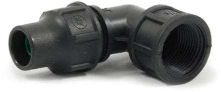 Draad knie 90° voor druppelslang PE - 16mm x 3/4”