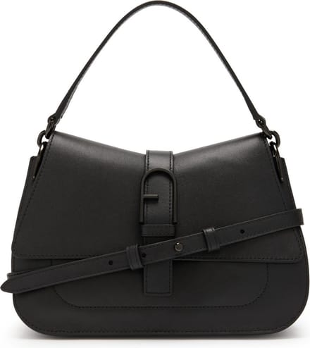 FURLA Leren Schoudertas Flow Top Handle Nero Zwart