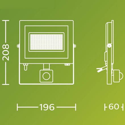 Philips Lois floodlight - UltraEfficient LED - Zwart - 24W - Koel wit licht; 5000K - Bewegingssensor - Verstraler