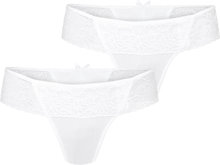 Bellivalini Dames Slip Onderbroek – (2Pack) Wit – M - MS-GAB-161-String-2P