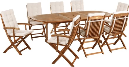 MAUI PREMIUM - Tuinset voor 8 - Lichtbeige - Acaciahout