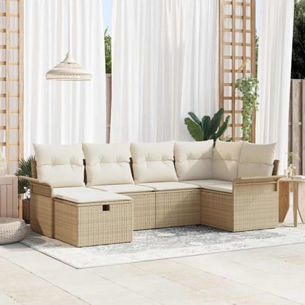 vidaXL - Tuinbank - Set - 6 - st - Beige - en - Crème - poly - rattan