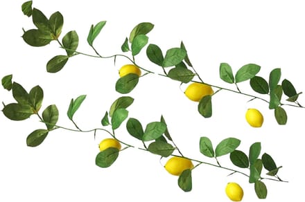 Bellatio Design Kunstbloem citrusfruit tak citroen - 2x - 180 cm - geel - citrusfruit slinger - decoratie