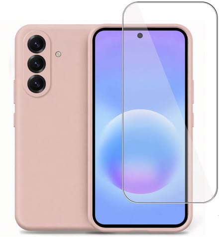 Technow hoesje + Screenprotector geschikt voor Samsung Galaxy A37 – Tempered Glass - Liquid Back Case - Cover - Roze