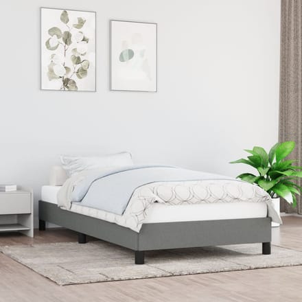 vidaXL - Bedframe - zonder - matras - 90x200 - cm - stof - donkergrijs