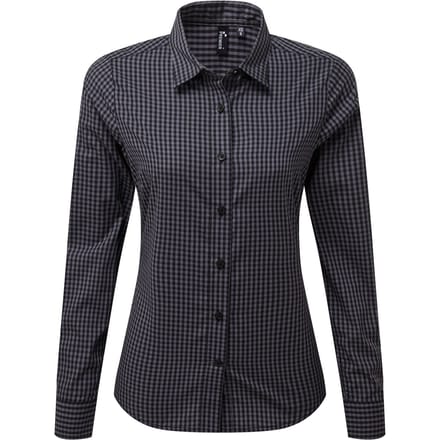 Premier Dames/Dames Maxton Gingham Shirt Met Lange Mouwen (Staal/Zwart)