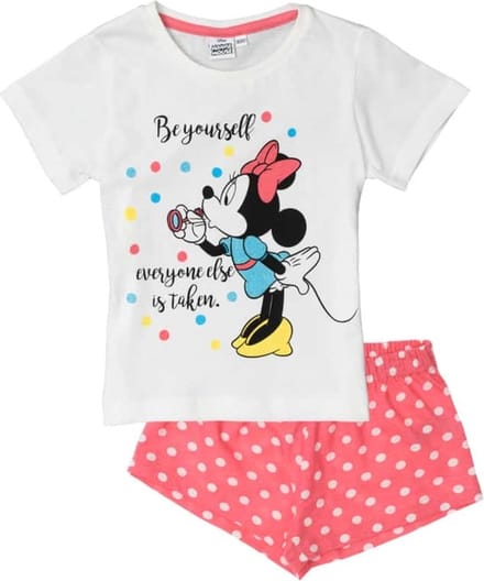 Disney Minnie Mouse - Shortama - wit met roze - Pyjama - maat 128