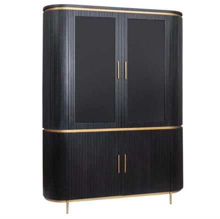 Tower Living Buffetkast Rivello mangohout zwart met messing accenten – 150 cm