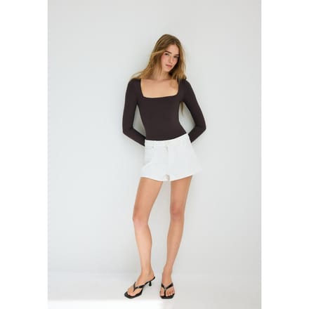 Stradivarius Body met vierkante hals en lange mouwen  Bruin M