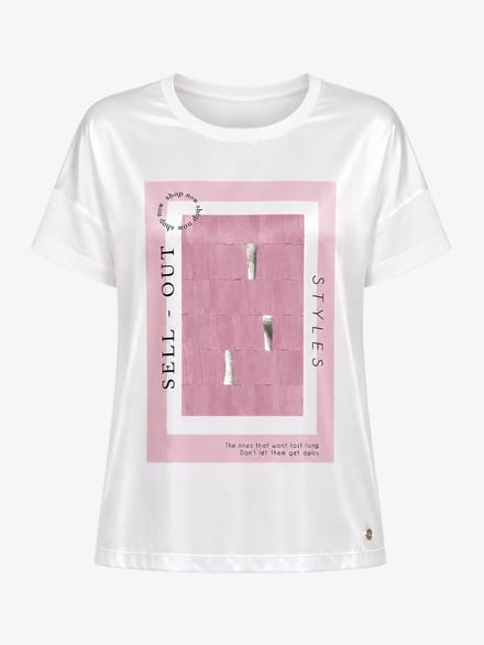 van Verla - Sellout Tshirt - Dames - Korte mouw - Ronde hals - wit / rose - Maat S