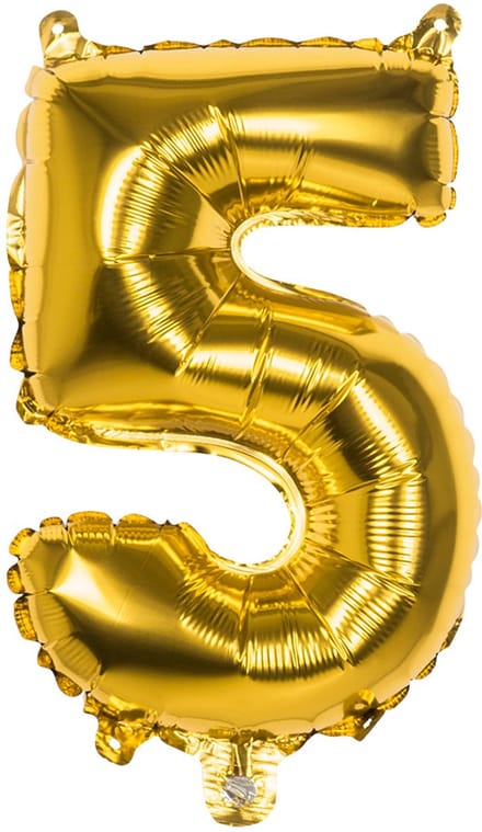Boland - Folieballon '5' goud (66 cm) 5 - Goud - Cijfer ballon