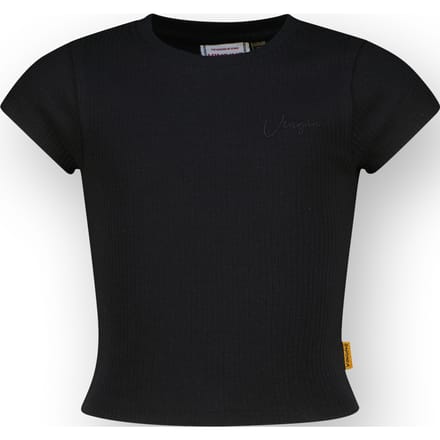 Vingino Girls Basic-crop Rib Tee T-shirt Deep Black Größe: 2 | T-Shirts Outlet | kids | Schwarz