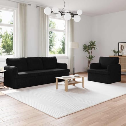 vidaXL Bankstel 2 pcs Zwart 201 x 80 x 85 cm Stof