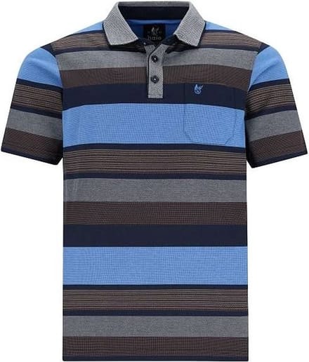 Hajo - Poloshirt Premium - heren- blauw gestreept - maat L