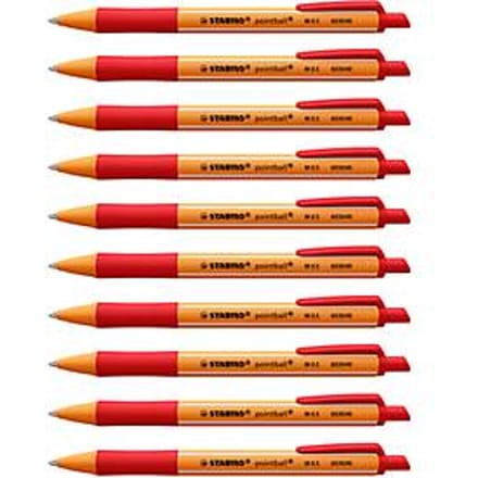 STABILO pointball - Balpen - Navulbaar - Rood - Doos Met 10 Stuks