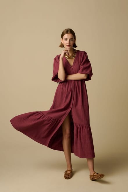 Sissy-Boy - Donkerroze maxi jurk