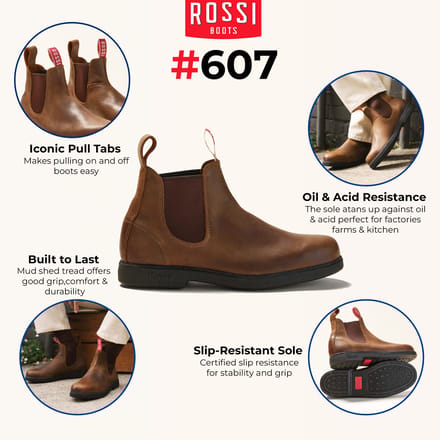 Rossi 607 Booma Rustieke Bruine Leren Chelsea Laarzen