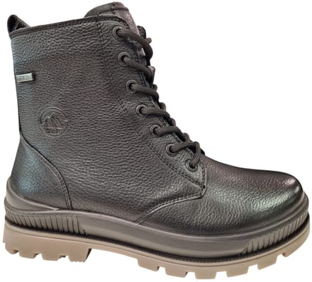 G Comfort Zwarte Yak Leren Dames Veterboots - Zwart - 37