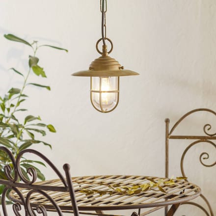 Moretti Luce Bruno hanglamp voor buiten, antiek messing