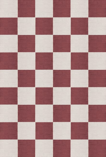 Layered Chess Flatweave Burgundy Vloerkleed - 200 x 300 cm - Rood,Wit - Rectangular - Wol - Eetkamer, Woonkamer, Slaapkamer - Geometrisch - Retro, Modern